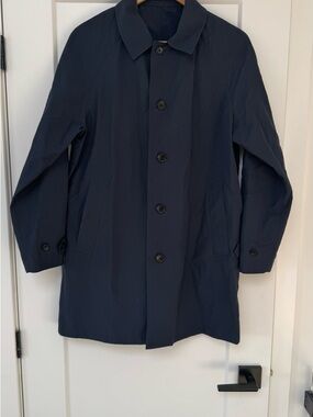 Uniqlo Navy Trench Coat - Single-Breasted Lightweight